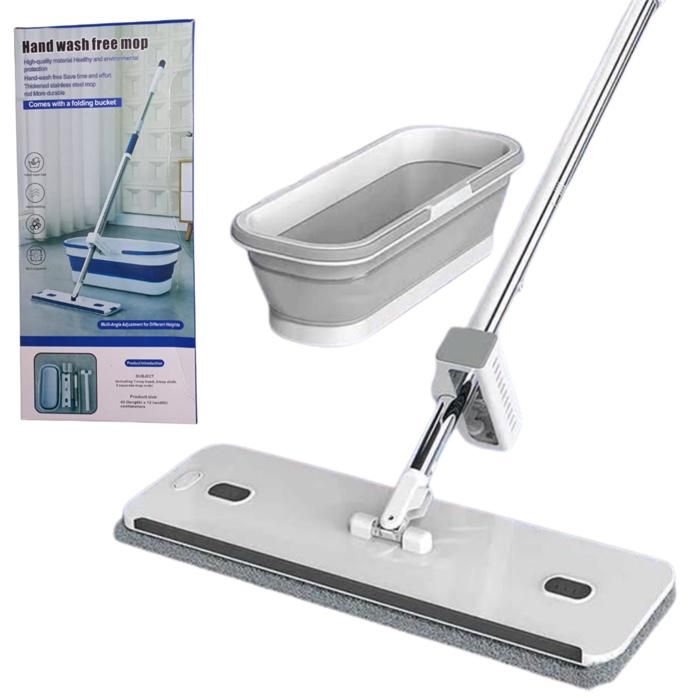 Balai Serpillière plate avec seau pliable