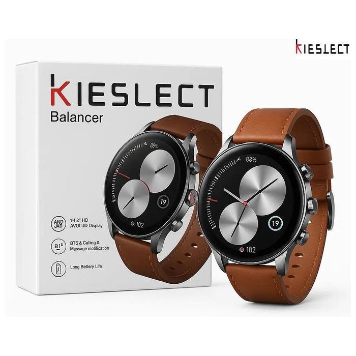 Kieslect Montre Balancer Intelligente avec Écran AMOLED et Autonomie de 41 Jours bracelet en cuir