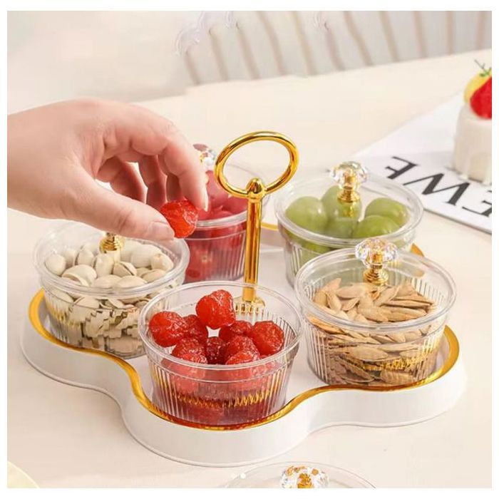 Plateau À Fruits secs Transparent, 5 Plats De Bonbons de luxe, bols de beurrerie, huile, confuture et buerre