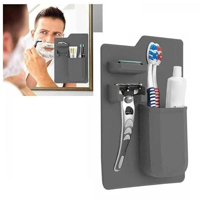 Porte-brosse à dents en silicone pour salle de bain, support de dentifrice, miroir