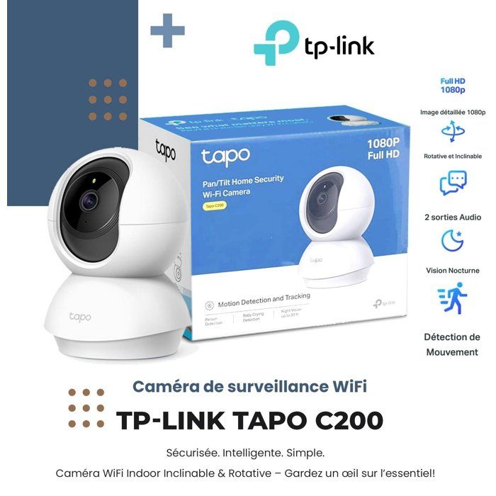 Caméra de surveillance WiFi panoramique et inclinable Indoor TAPO C200 | TP Link