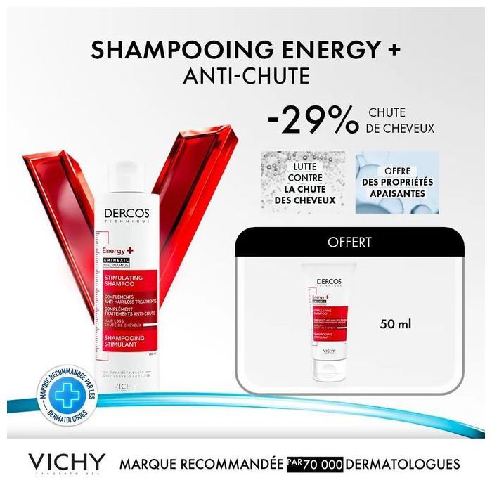 Vichy PACK DERCOS Stimulant Energy+ Energisant anti-chute : Shampooing 200ml + 50ml offert