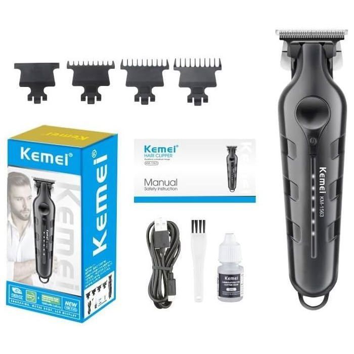 Kemei KM-1563 - Tondeuse à cheveux électrique sans fil rechargeable pour hommes - Rechargeable par USB
