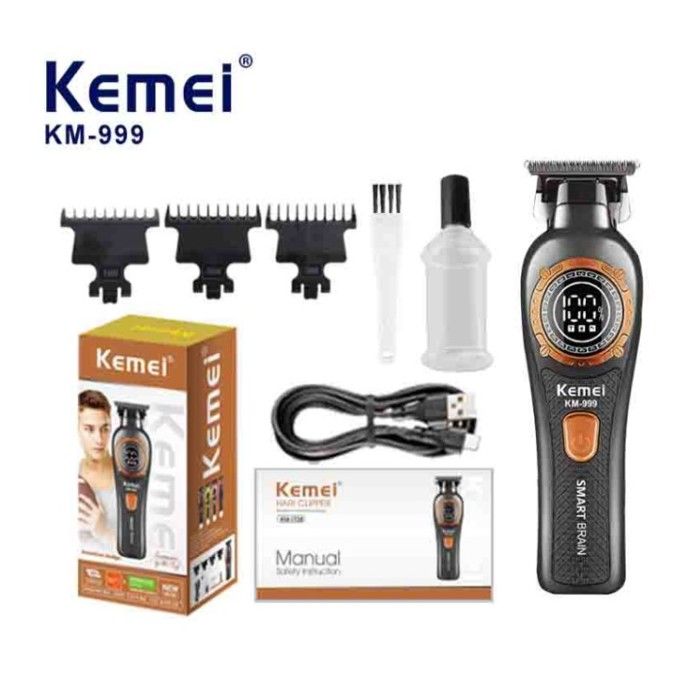 Kemei KM-999 - Tondeuse à cheveux multifonction avec écran LED et port USB, poignée antidérapante