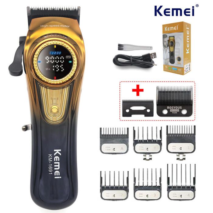Kemei KM-1691 - Tondeuse à cheveux professionnelle pour hommes affichage LED réglage de la Rotation - 9000 tr/min 10W
