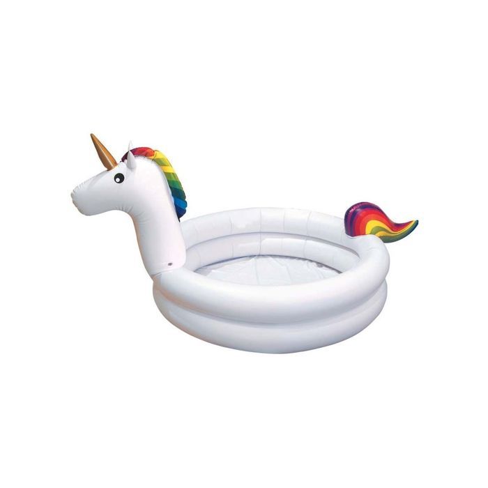 Bouée gonflable - Piscinette licorne - Blanc - 192cm diamètre - 30cm hauteur de remplissage
