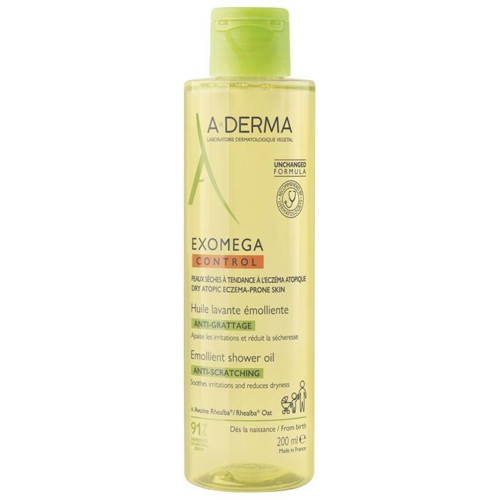 A-DERMA Exomega Control Huile Lavante Émolliente Peaux Sèches Atopiques 200 ml