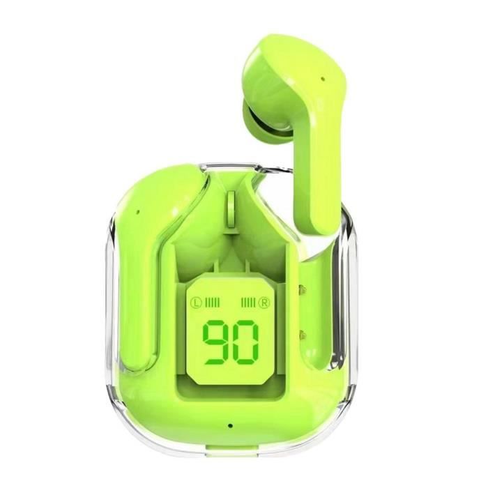 Écouteurs sans fil - AIHONTAI - Vert-Crystal Pods - Étanches - Antibruit - Bluetooth