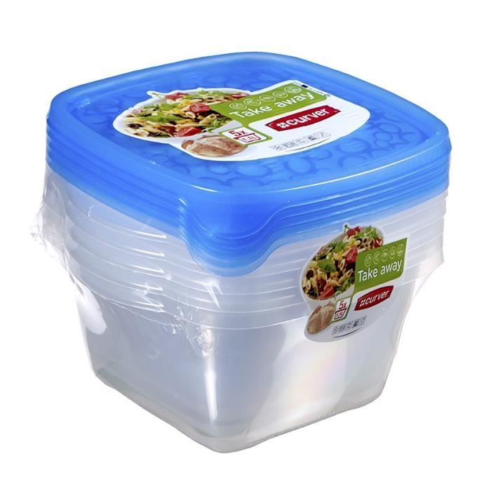 CURVER Lot boîtes hermétiques Take Away Carrée 5x1,1L