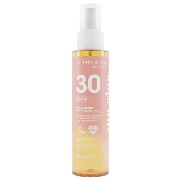 Huile Solaire - ALPHANOVA - SPF30 - 125ML - Waterproof - Écoresponsable - Ingrédients BIO