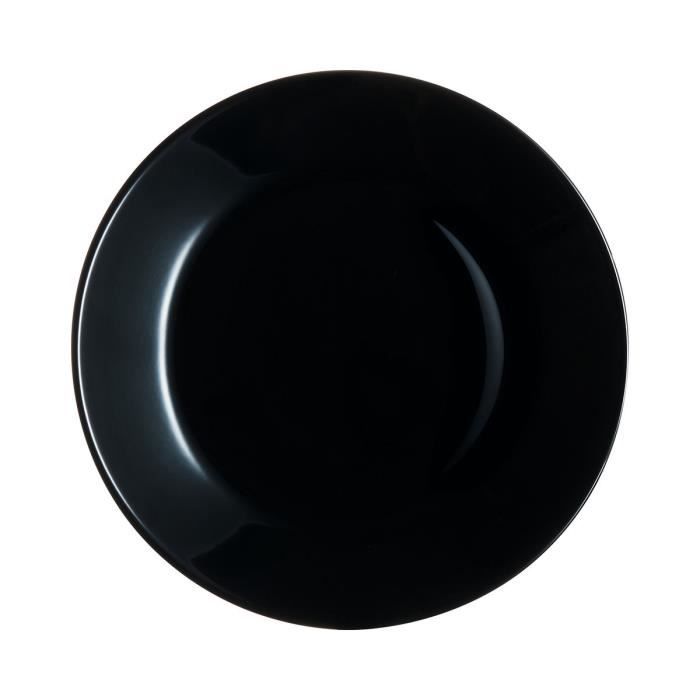 Assiette à dessert - Verre - Noir - 18 cm - Résistante aux chocs - Compatible lave-vaisselle