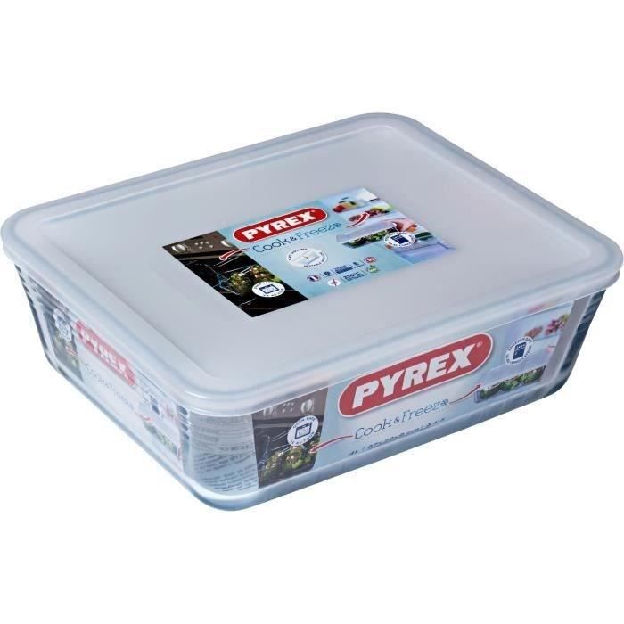 PYREX - 244P000/7043 - Plat rectangulaire avec couvercle - 27cm * 22 cm - Pyrex Cook & Freeze