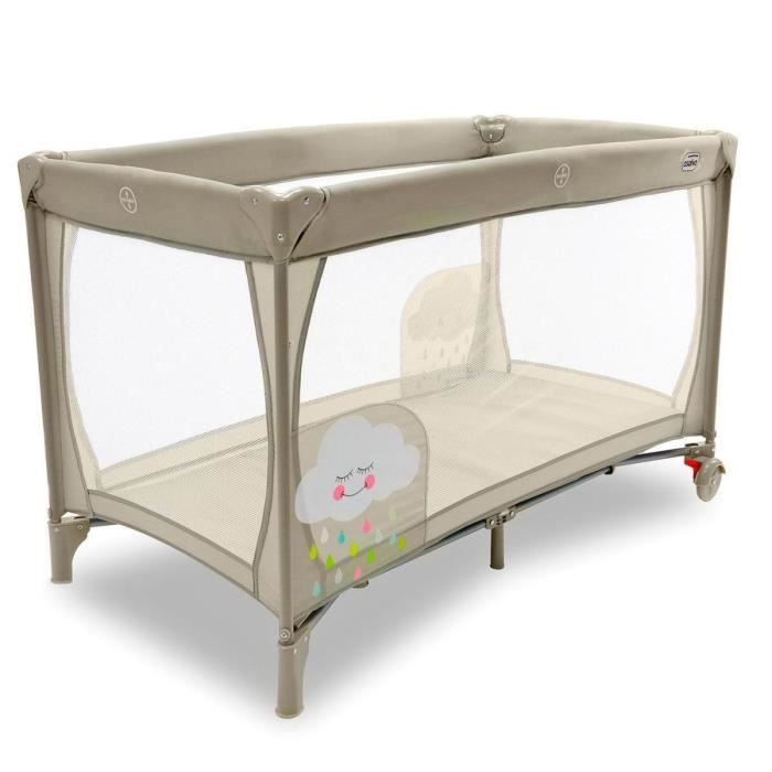 Lit de voyage Speed Cloud - ASALVO - 15921 - De la naissance à 15 kg - 4 côtés grillagés - 2 roues avec freins