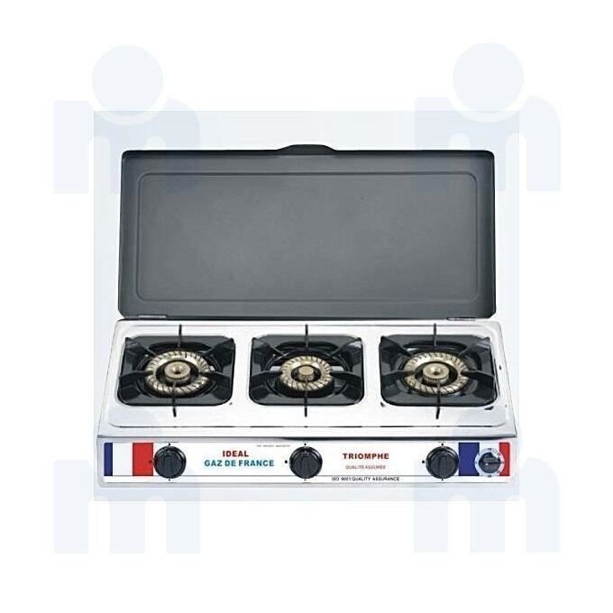 Réchaud à gaz 3 feux en inox grand modèle   TRIOMPHE
