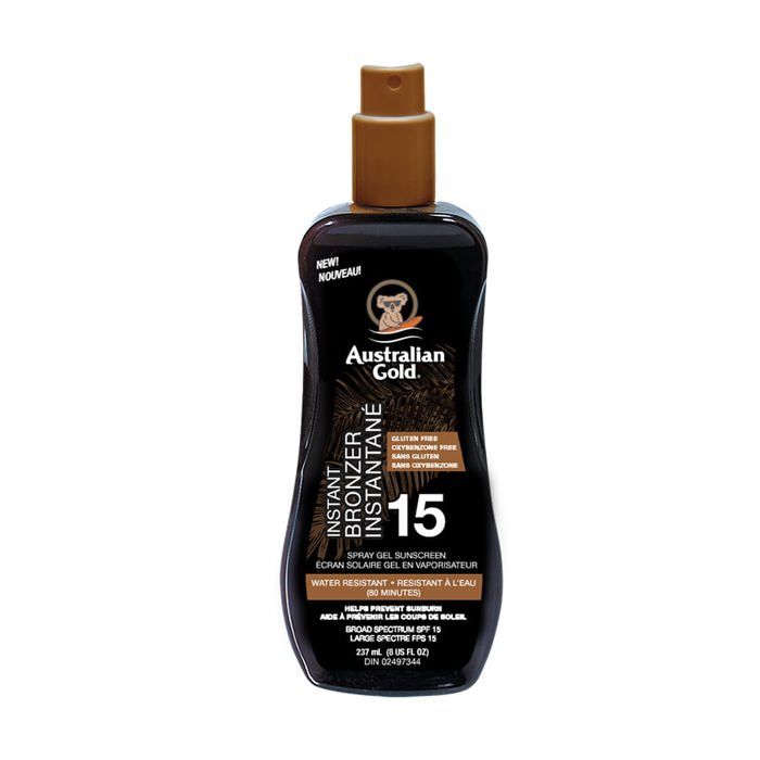 Spray solaire - Australian Gold - SPF 15 - 237 ml - Agent bronzant - Protection UV