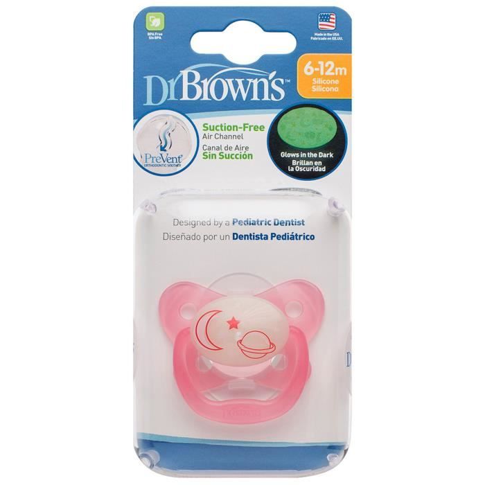 Dr Brown's Prévenir Glow Sucette 6m Pink