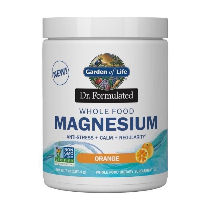 Garden of Life+Dr.Formulé Aliment Entier Magnésium, Orange 197 g de poudre