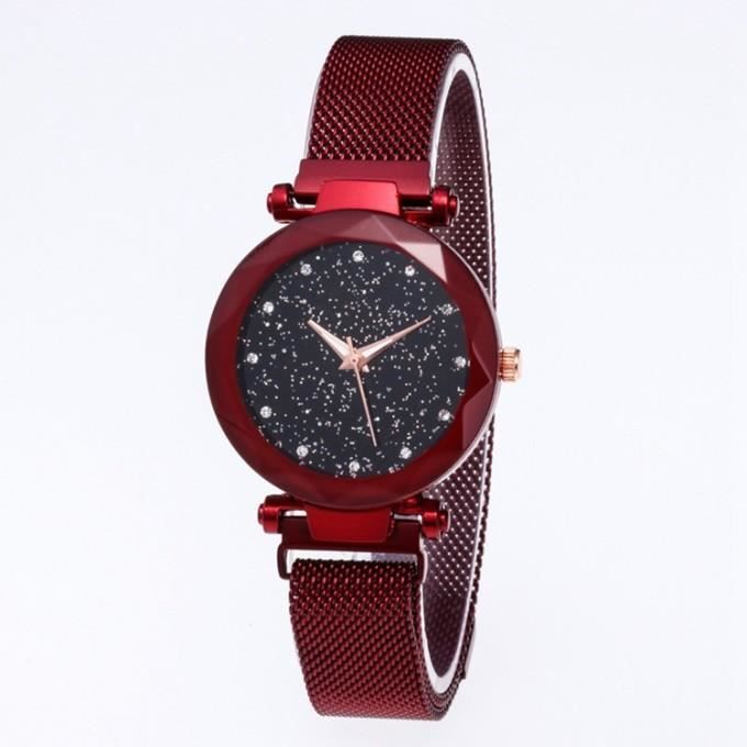Montre à quartz - Guixiangshop - Ciel étoilé - Boucle magnétique - Rouge - 37mm