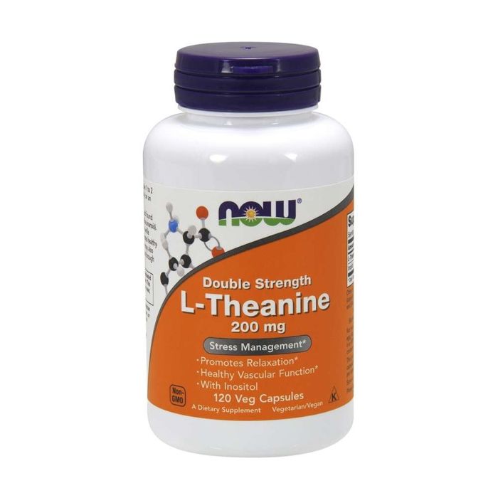 NOW FOODS L-Theanine Double Strength 200mg (L-Théanine, Gestion du stress) 120 Gélules Végétariennes