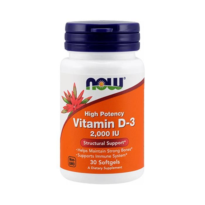 Vitamine D3 2000UI 30 caps Sans saveur Now Foods Pack Nutrition Sportive