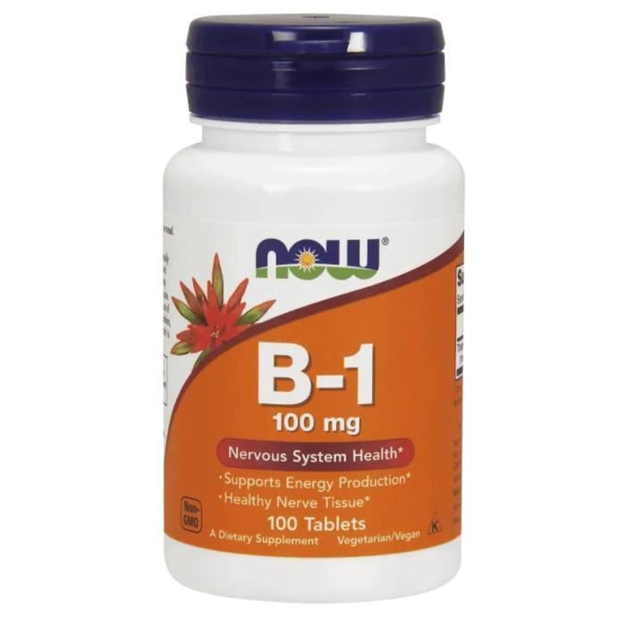 NOW FOODS Vitamin B1 100mg (Thiamine) 100 Comprimés Végétaliens