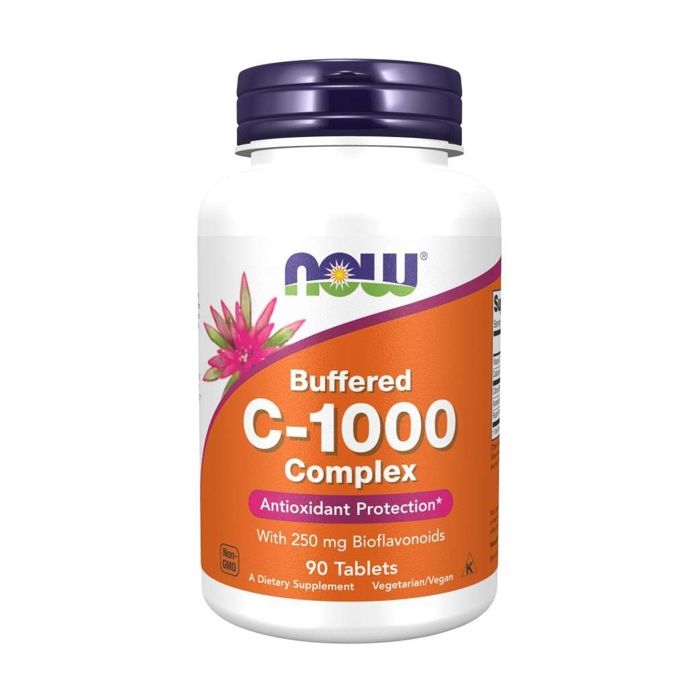 NOW FOODS Vitamin C-1000 Complex Buffered (Vitamine C avec Bioflavonoïdes) 90 Comprimés Végétariens