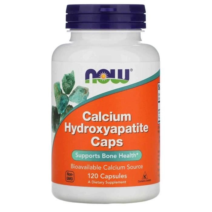 NOW FOODS Calcium Hydroxyapatite (Hydroxyapatite de calcium, Favorise la santé des os) 120 Gélules
