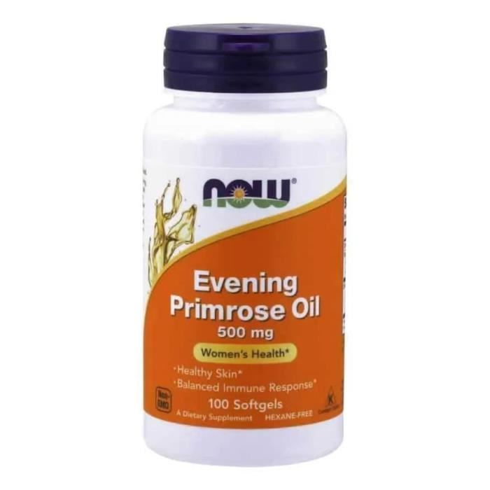 NOW FOODS Evening Primrose Oil 500mg (Huile d'onagre) 100 Softgels