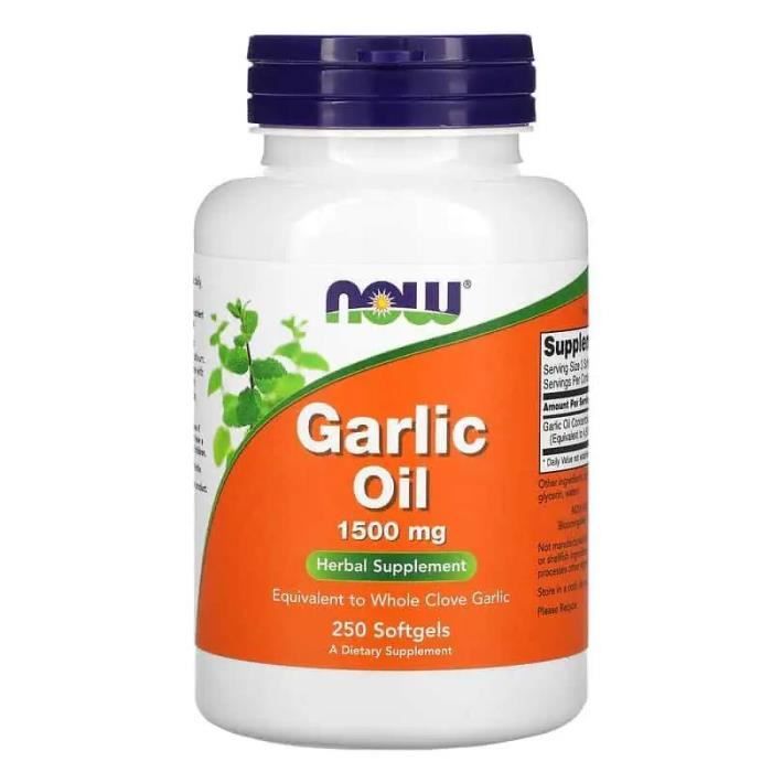 NOW FOODS Garlic Oil 1500mg (Huile d'ail, Supplément à base de plantes) 250 Softgels