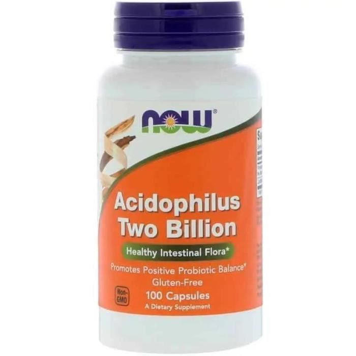 NOW FOODS Acidophilus Two Billion (Probiotique, Intestin sain) 100 Gélules