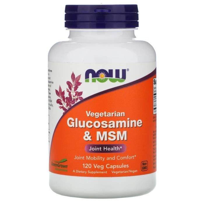 NOW FOODS Vegetarian Glucosamine & MSM (Glucosamine et MSM végétariens, Santé des articulations) 120 Gélules Végétariennes
