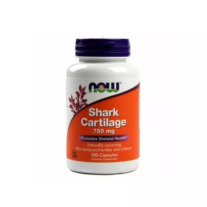 NOW FOODS Shark Cartilage 750mg (Cartilage de requin, Favorise la santé du squelette) 100 Gélules