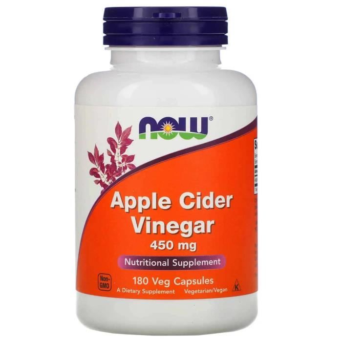 NOW FOODS Apple Cider Vinegar 450mg (Vinaigre de cidre de pomme) 180 Gélules Végétariennes