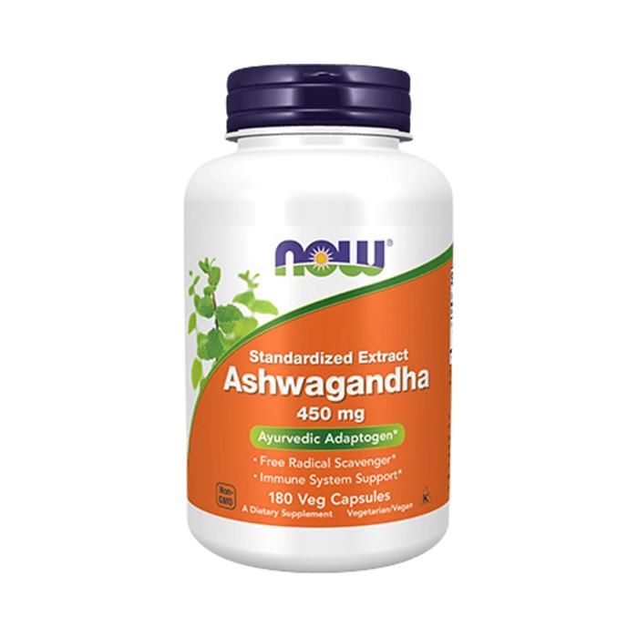 Ashwagandha 450mg 180 cap Sans saveur Now Foods Pack Nutrition Sportive