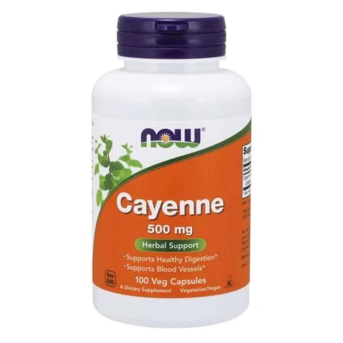 NOW FOODS Cayenne 500mg (Favorise une digestion saine) 100 Gélules Végétariennes