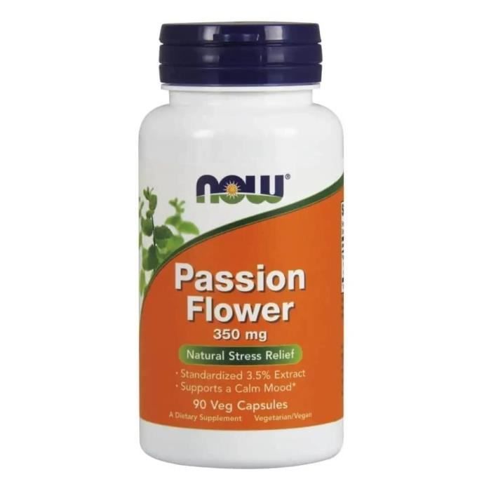 NOW FOODS Passion Flower 350mg (Passiflore, Soulage le stress) 90 Gélules Végétariennes