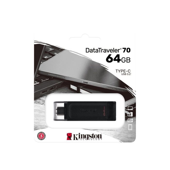 Clé USB - KINGSTON - DataTraveler 70 - 64Go - USB-C - 3.2 Gen 1