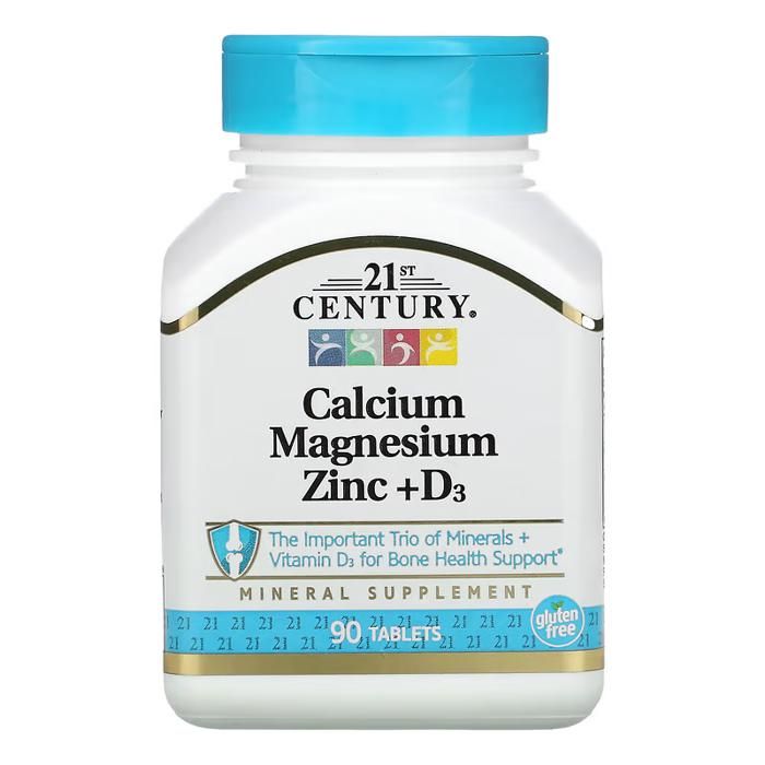 21st Century Comprimés Calcium Magnésium Zinc + Vitamine D3 90 ct