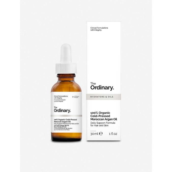 THE ORDINARY 100% Huile d'argan bio du maroc pressée à froid 30 ml pour les cheveux et la peau