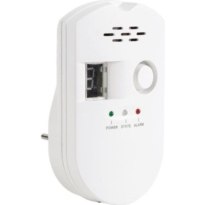 DETECTEUR DE GAZ NATUREL GPL VILLE ALARME VISUELLE ET SONORE 85 dB SUR PRISE