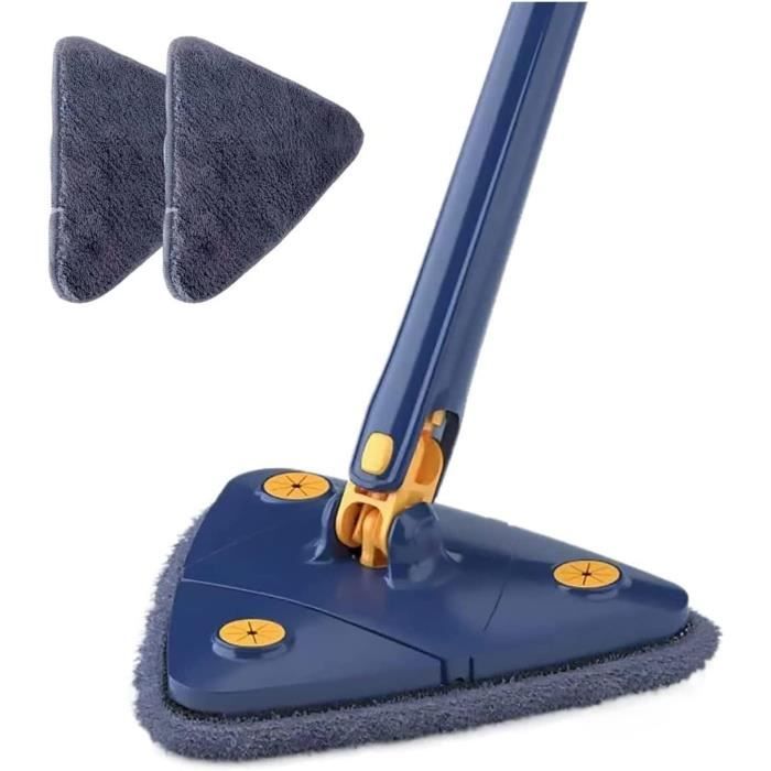 Balai à franges triangulaire, rotatif à 360 degrés, extensible, avec serpillère réutilisable pour le nettoyage du sol, des fen[516]