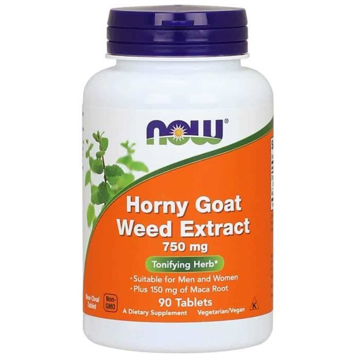 NOW FOODS extrait d'herbe de chèvre cornée 750mg (Horse Glory Extract) 90 Comprimés Végétarien