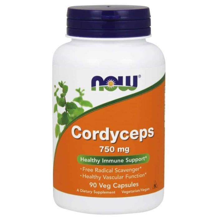 NOW FOODS Cordyceps 750mg 90 capsules végétariennes adaptogène