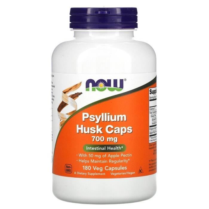 NOW FOODS psyllium shk 700mg (fibres alimentaires) 180 gélules végétales