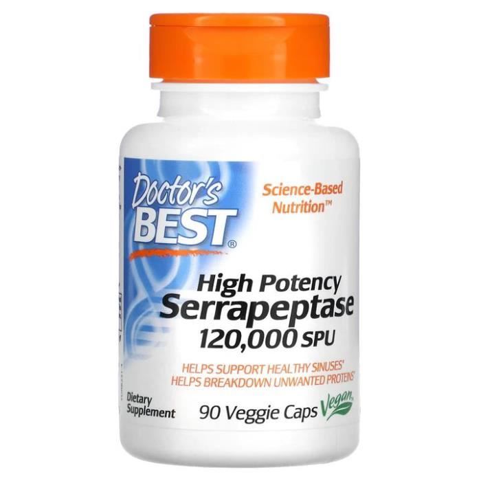 Doctor's Best High Potency Serrapeptase 120,000 SPU - 90 gélules végétales