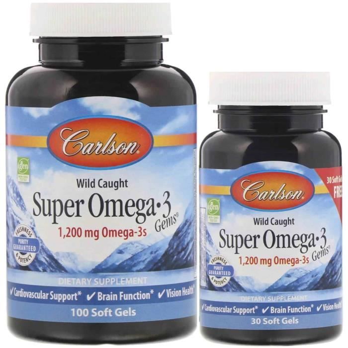 CARLSON LABS Wild Caught Super Omega-3 Gems 100 + 30 soft gels