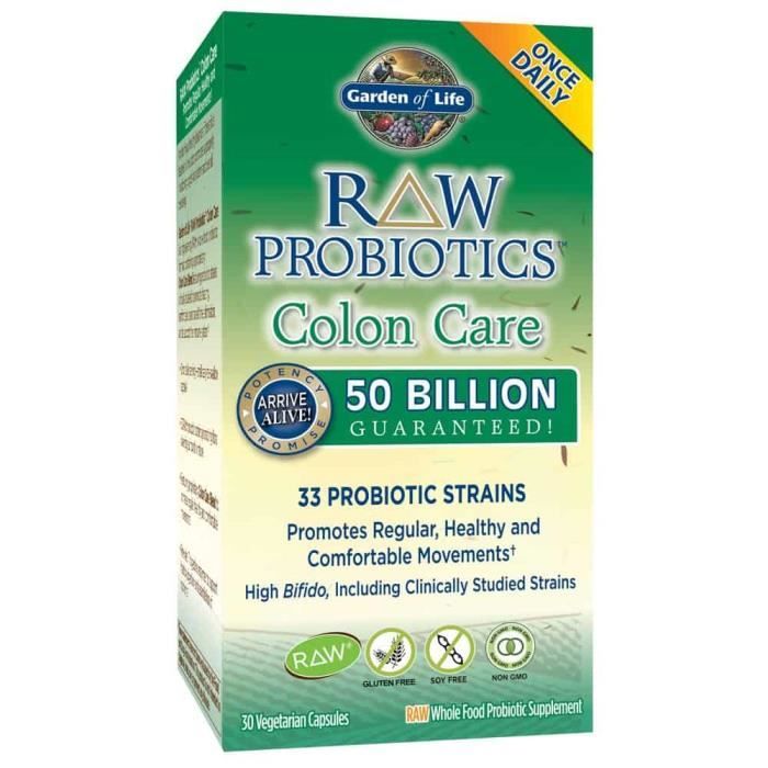 GARDEN OF LIFE Raw Probiotics Colon Care (Favorise des mouvements intestinaux sains et confortables) 30 gélules végétariennes
