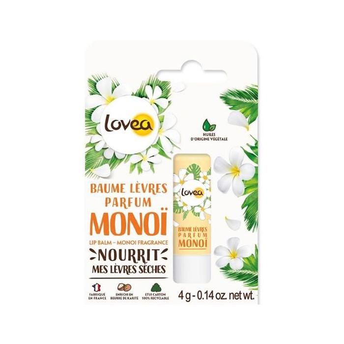 Lovea - Baume À Lèvres - Monoï - Lèvres Sèches - Au Beurre De Karité 4g