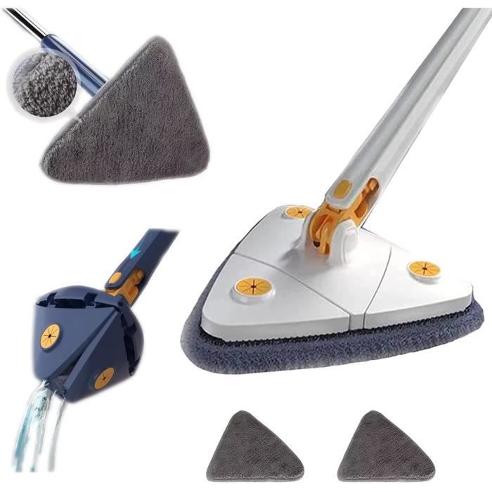 Balai Serpillere Triangle Rotation À 360°,Réglable Microfibre Balai Lave Sol Pressage D'Eau Automatique , Nettoyage Facile [u1259]