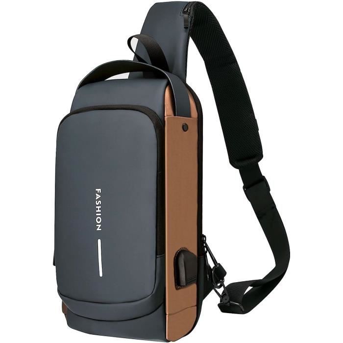 Sac à Dos Bandoulière Homme - Imperméable - Antivol - Port USB - Verrou Mot de Passe